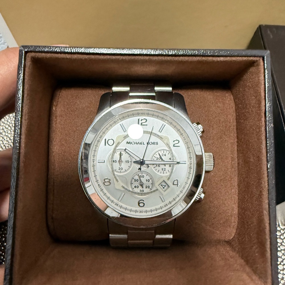 Michael Kors Stainless Steel Oversized Runway Chronograph Watch 45mm